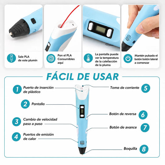 Lapiz 3D con 100 metros de filamento
